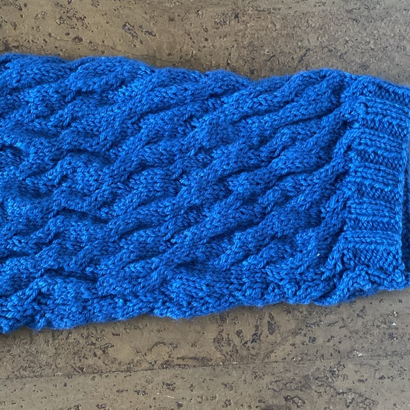 Handmade 100% wool blue chunky cable knit crew neckline pullover sweater! Sz 2XL - Picture 8 of 13